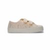Beige with Pink Print Velcro Trainers